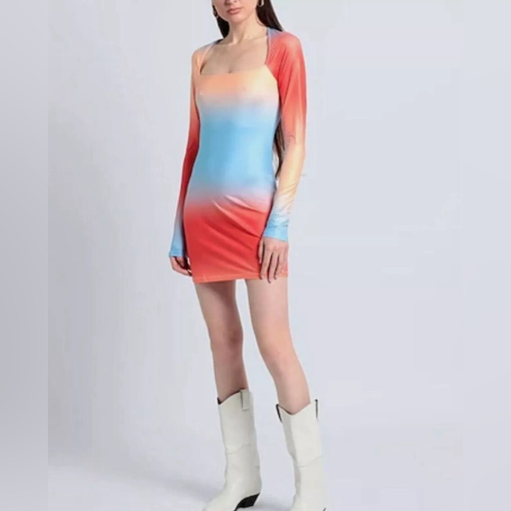 Something New Emily Long Sleeve Ombré Mini dress in Size Small